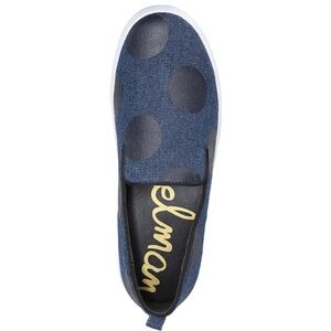 Sam Edelman Lark Slip Ons 7.5 Dark Denim Polka Dot